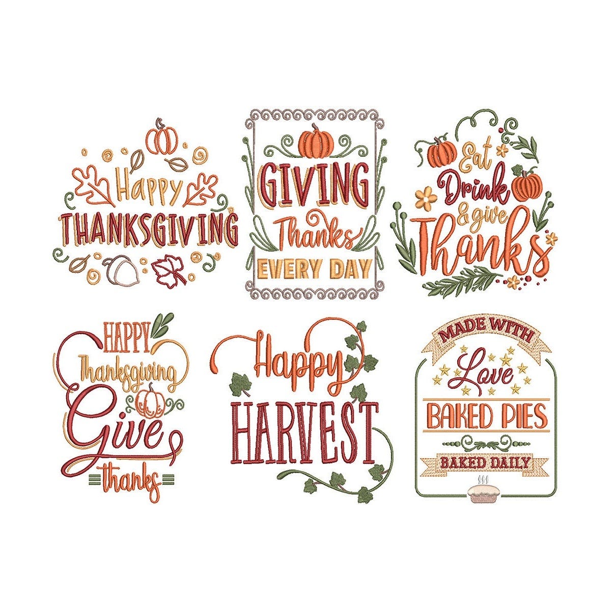 Thanksgiving Favorites Embroidery Designs Bundle