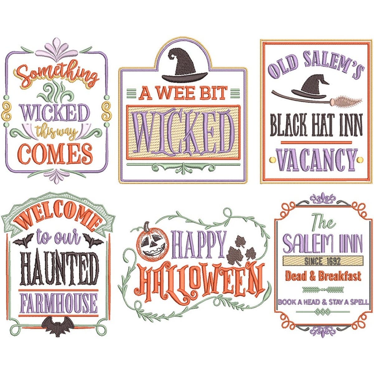 Halloween Word Art Embroidery Designs Mega Bundle