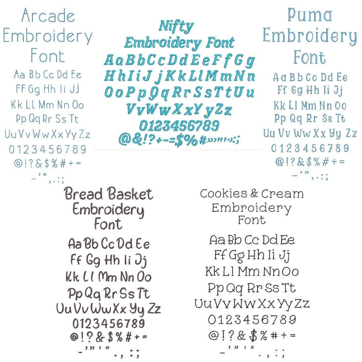 Quarter Inch Embroidery Font 2 Bundle