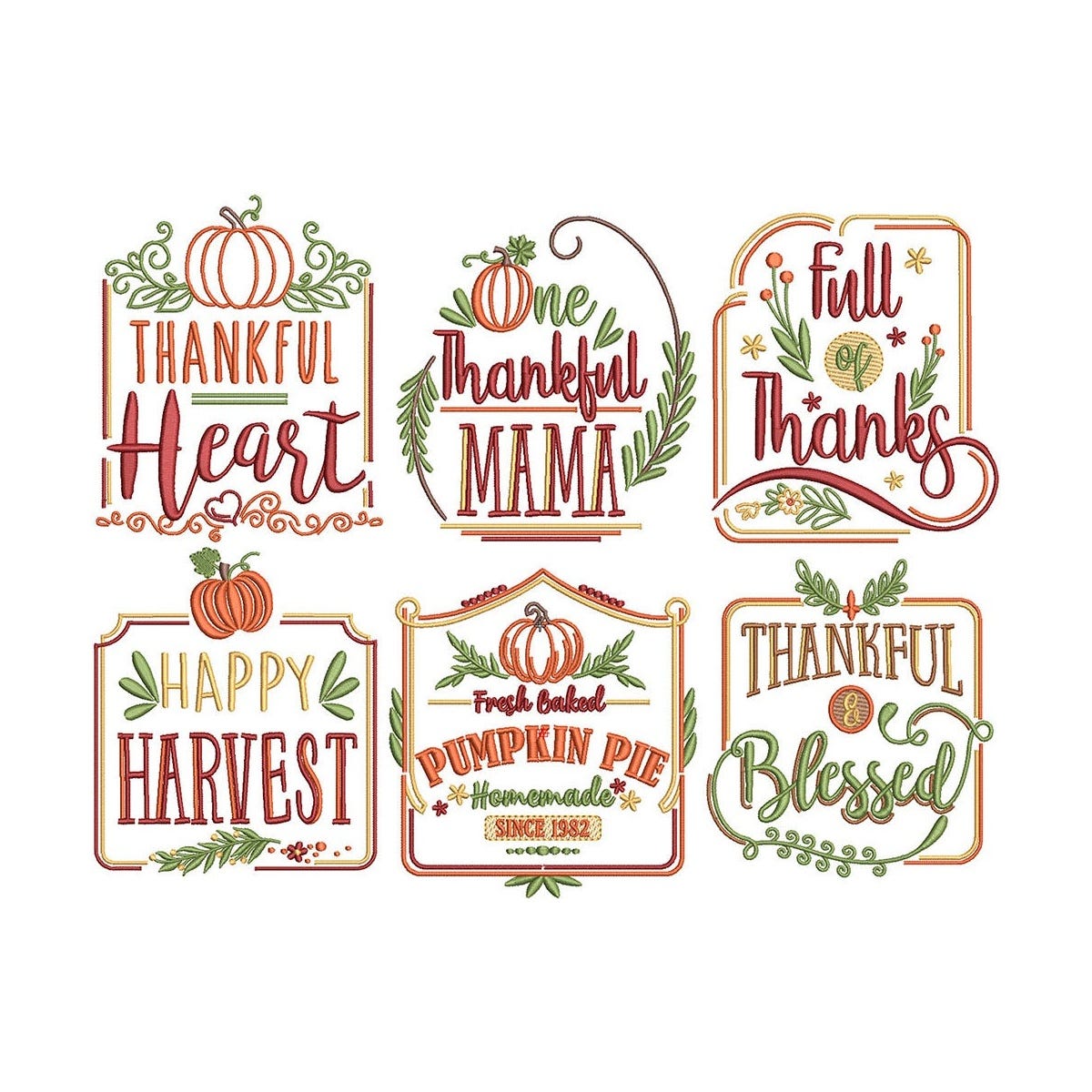 Thanksgiving Favorites Embroidery Designs Bundle