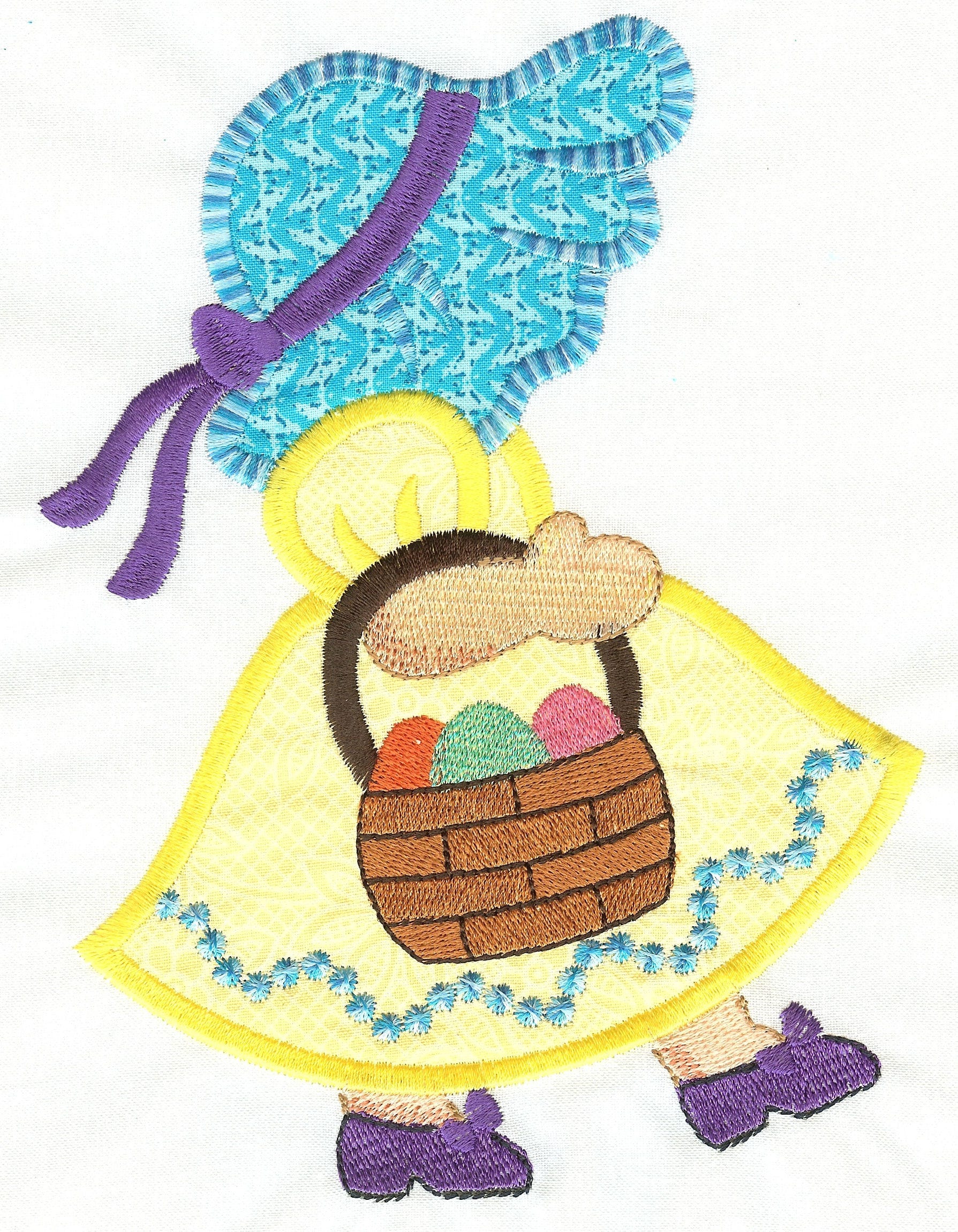 Free Easter Sunbonnet Belle Applique Machine Embroidery Design