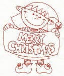 Christmas Elves Redwork Machine Embroidery Designs by JuJu
