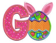 Easter Bunny Egg Alphabet Applique Machine Embroidery Designs by JuJu 