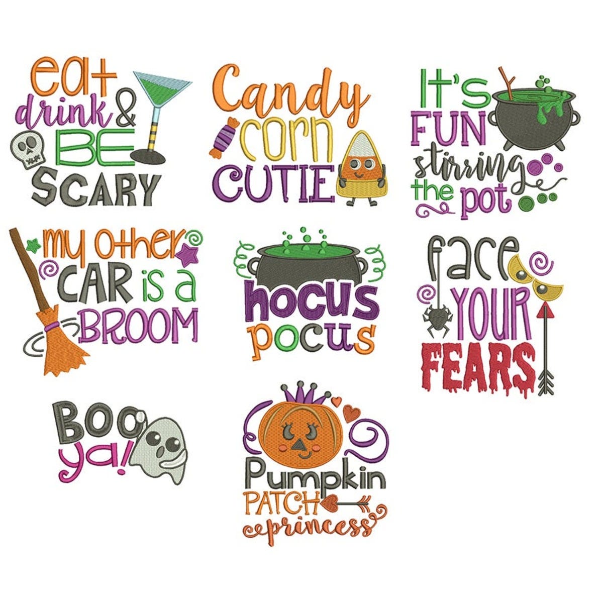 Halloween Word Art Embroidery Designs Mega Bundle