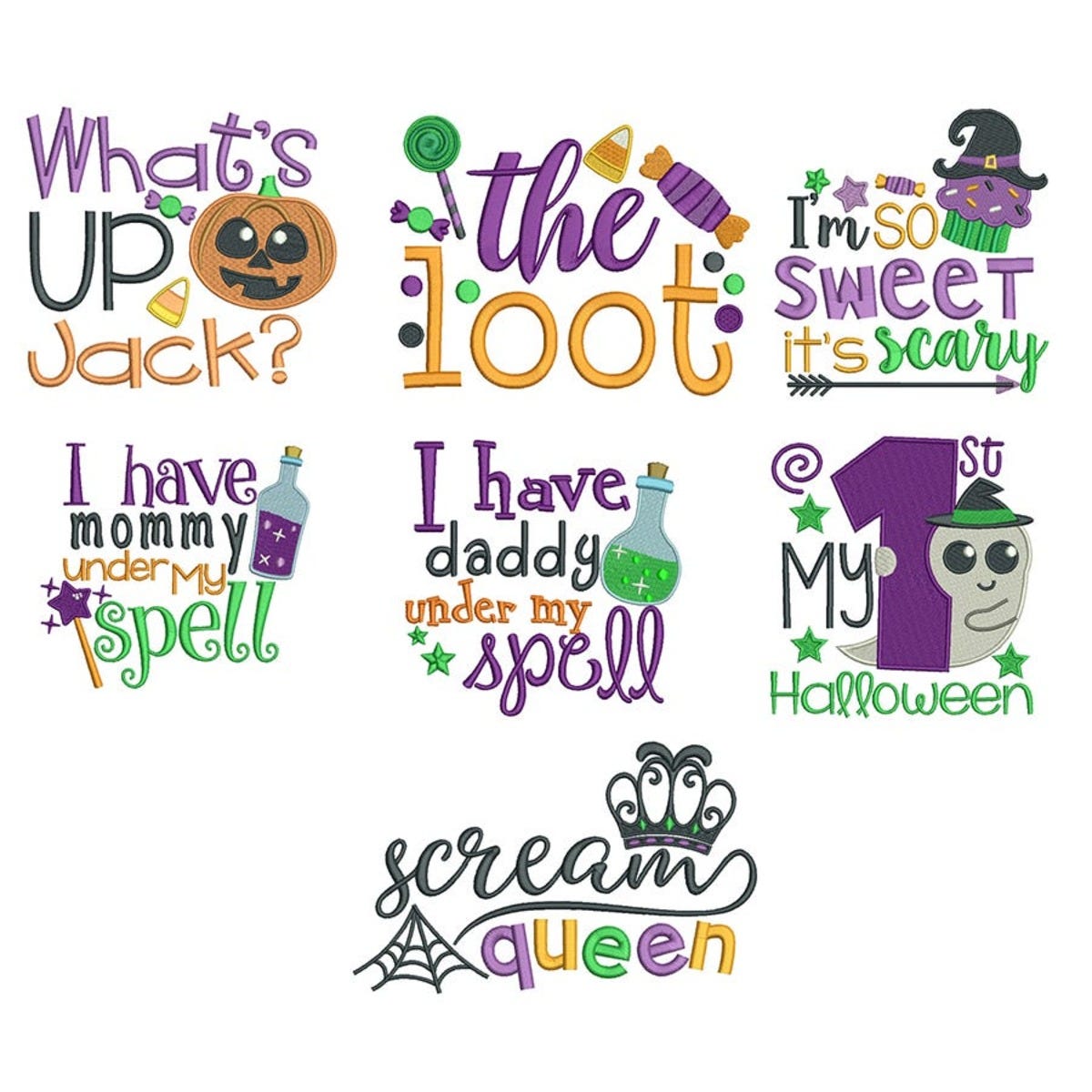 Halloween Word Art Embroidery Designs Mega Bundle