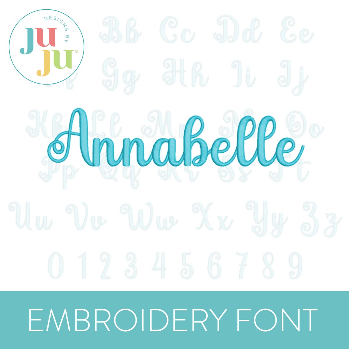         Annabelle Embroidery Font Designs by JuJu                         
                            
