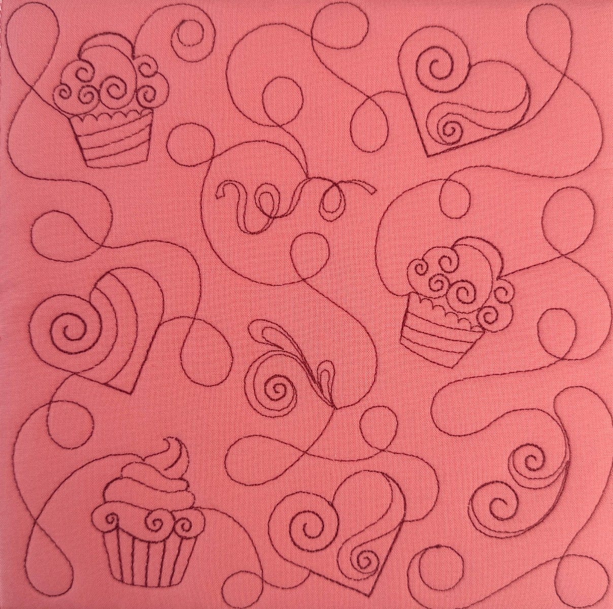 Cupcakes Heart Quilting Backdrops Design | Machine Embroidery Designs by JuJu