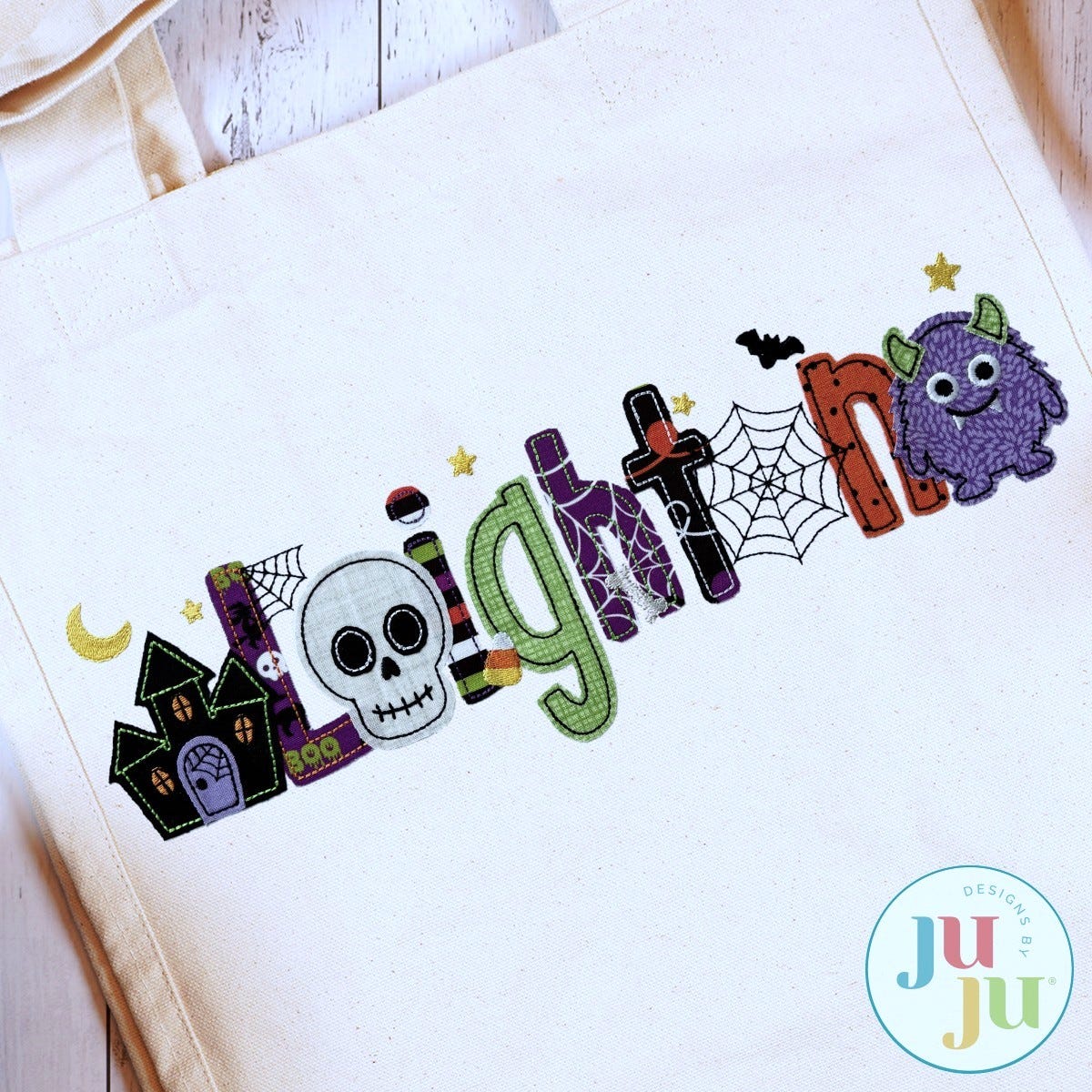 Daisy Doodle Halloween Bean Stitch Applique Embellishment Set 2 | Machine Embroidery Designs by JuJu
