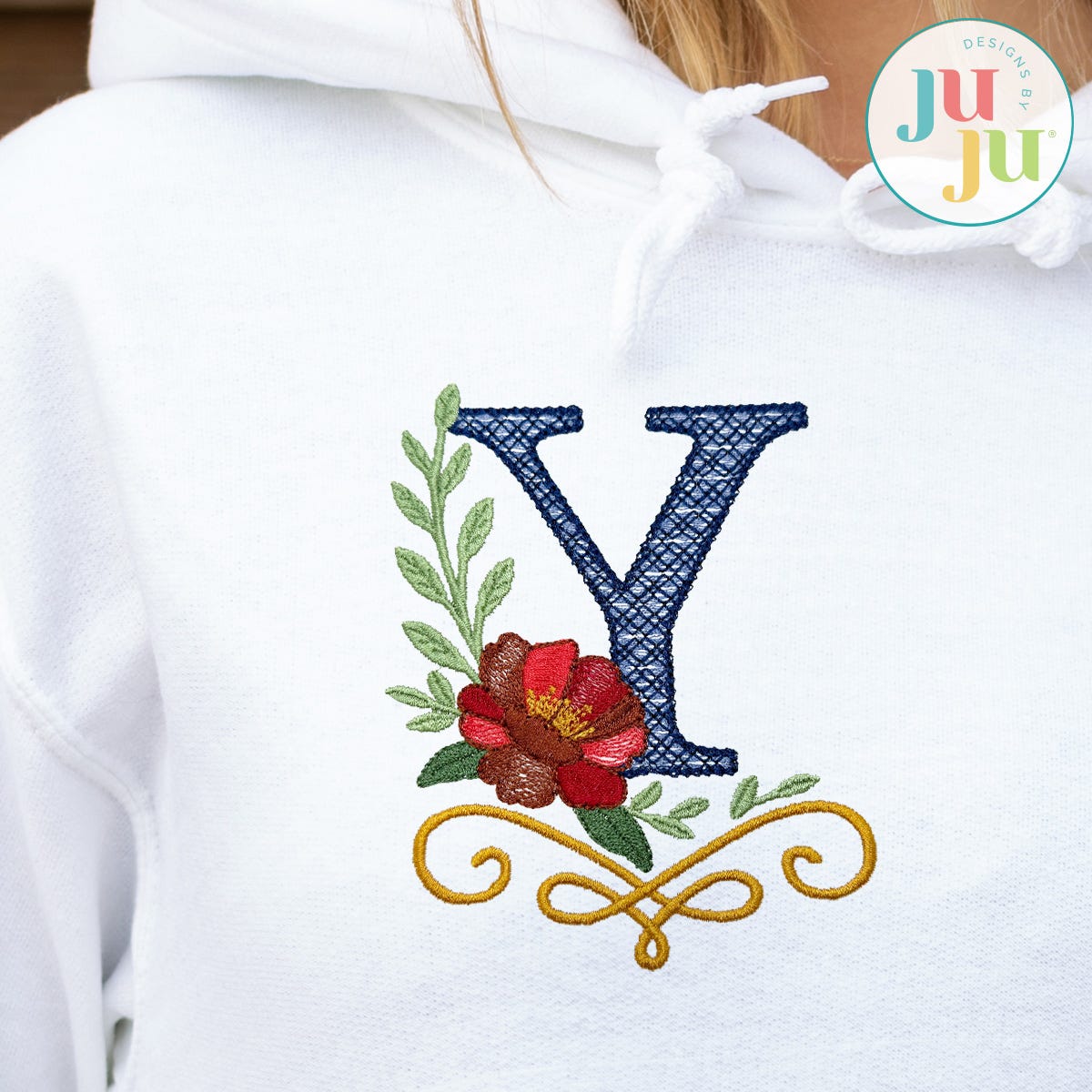 Flower Scroll Monogram Embroidery Font