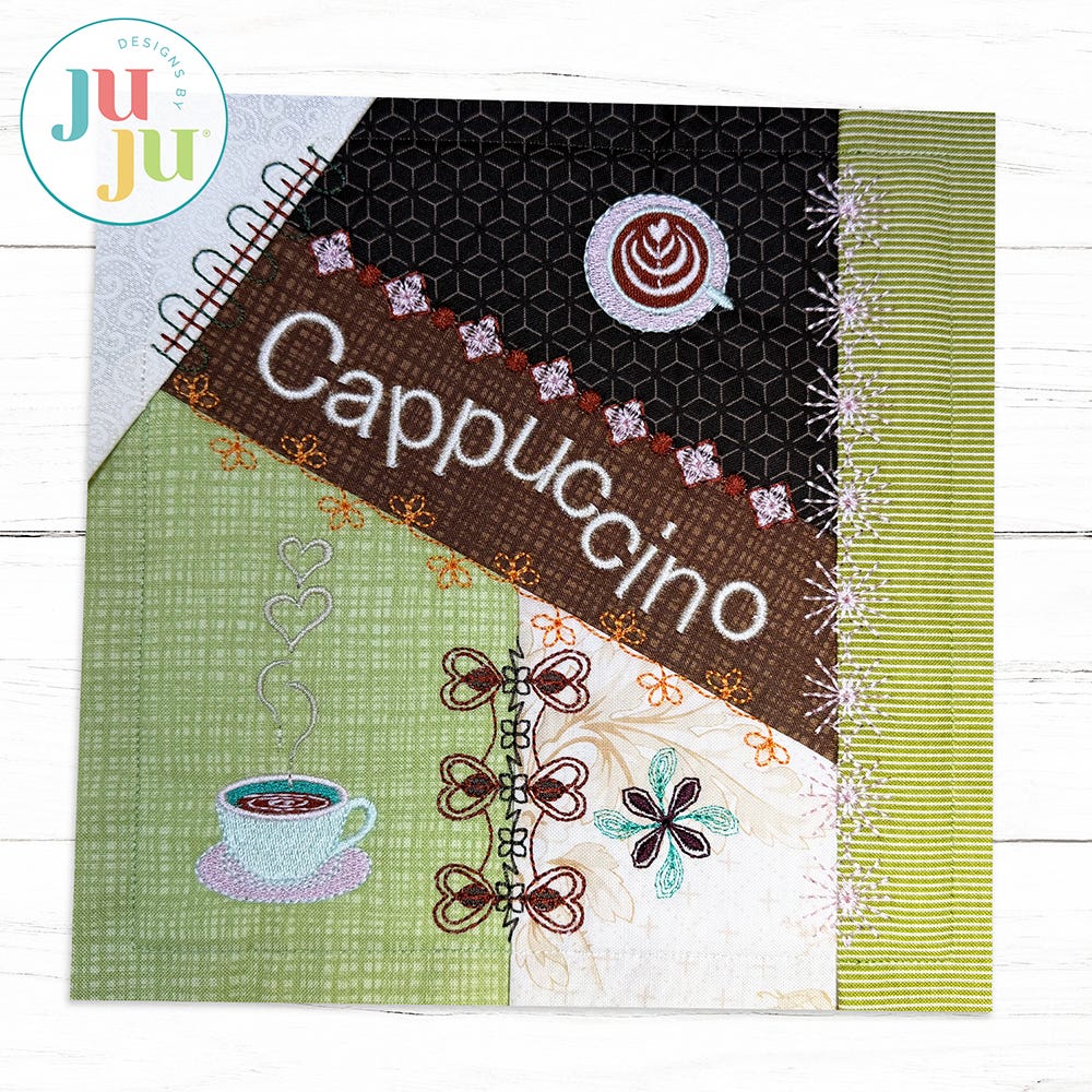 In The Hoop Coffee Crazy Patch Quilt Blocks Project