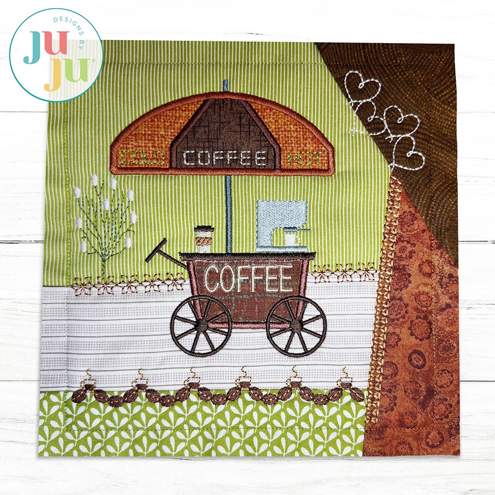In The Hoop Coffee Crazy Patch Quilt Blocks Project