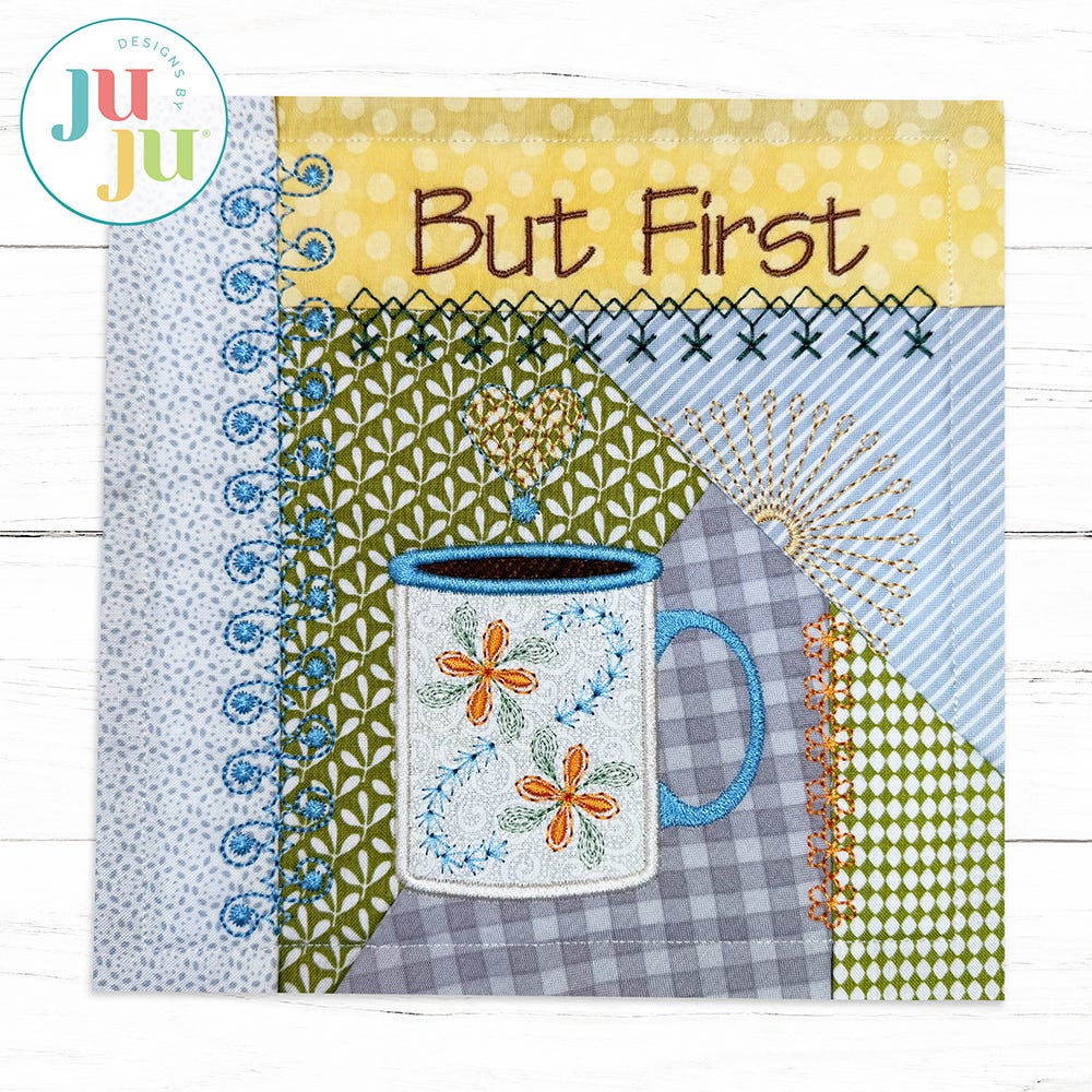 In The Hoop Coffee Crazy Patch Quilt Blocks Project