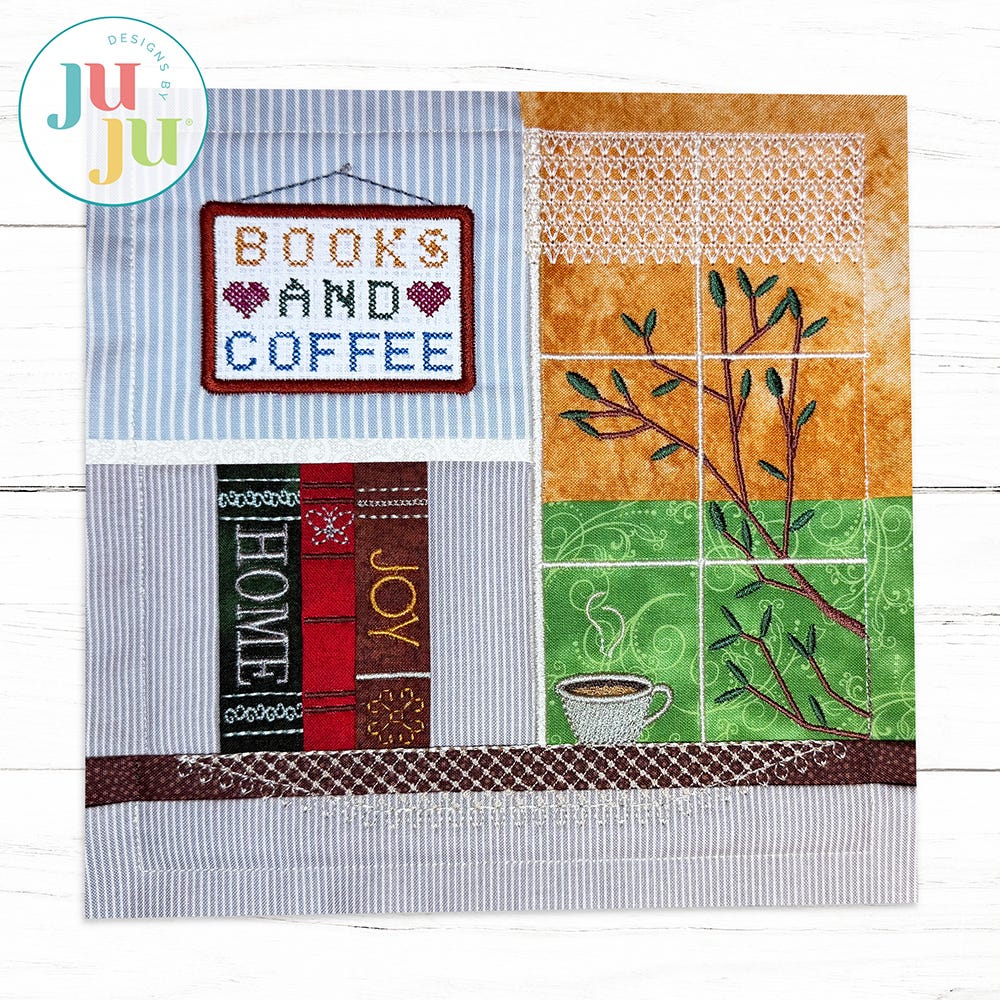 In The Hoop Coffee Crazy Patch Quilt Blocks Project