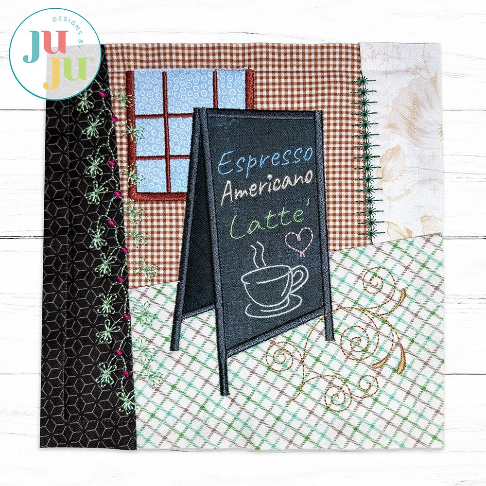 In The Hoop Coffee Crazy Patch Quilt Blocks Project