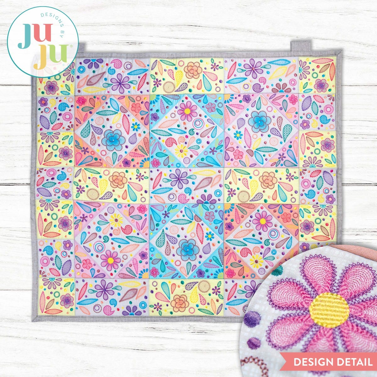 In The Hoop Floral Filled Wall Hanging Project