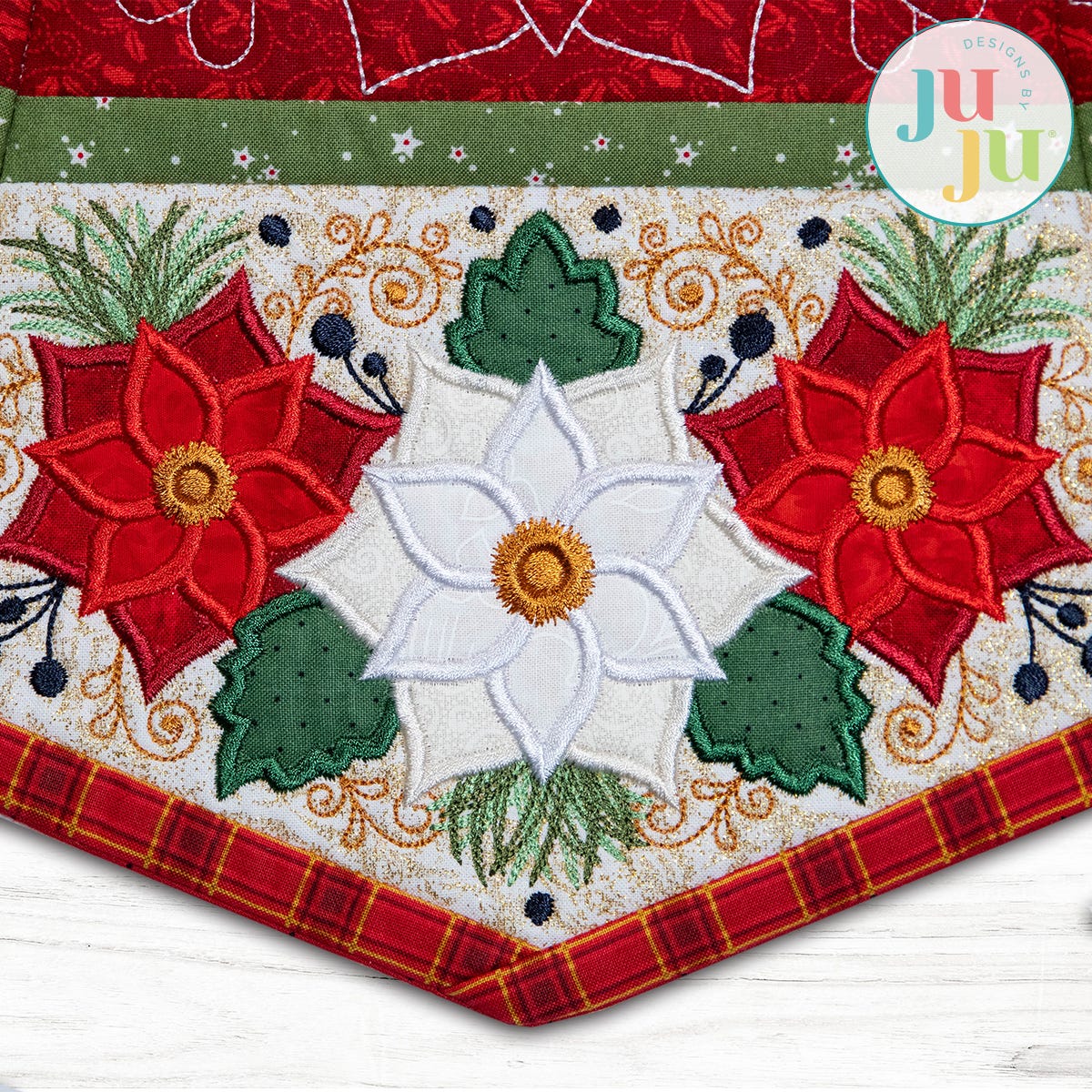 In The Hoop Poinsettia Tree Skirt Project