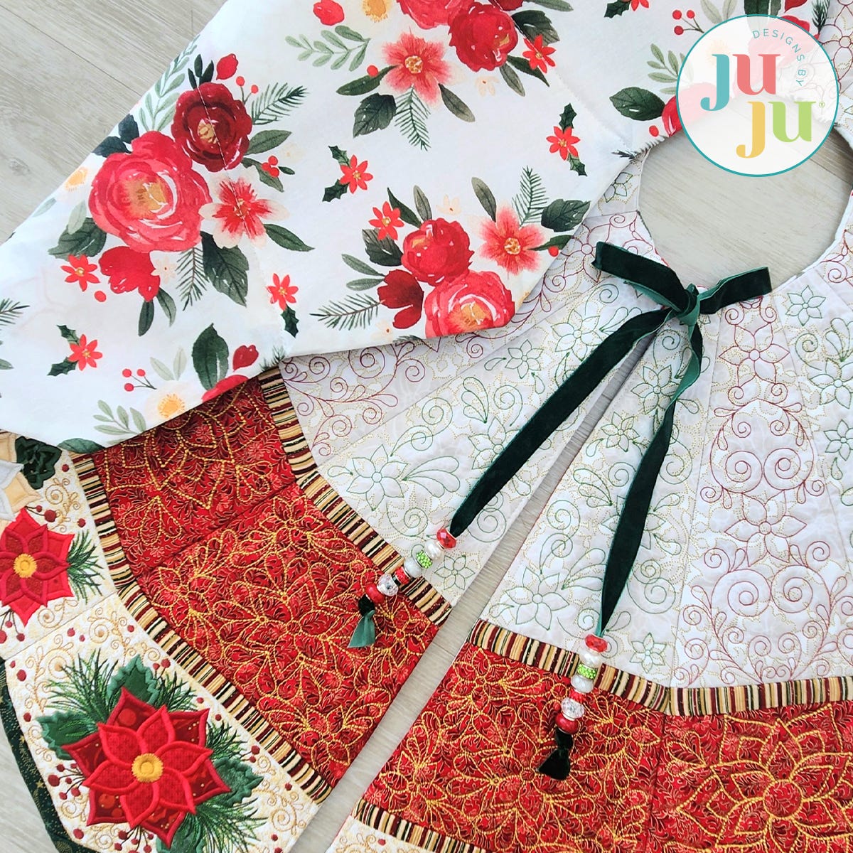 In The Hoop Poinsettia Tree Skirt Project