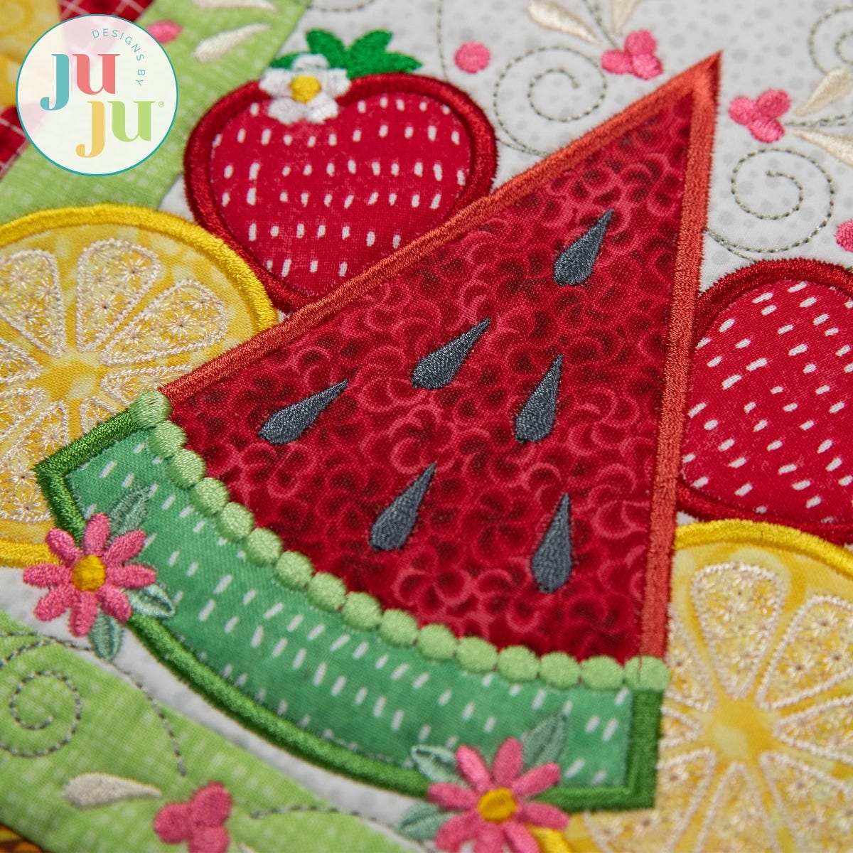 In The Hoop Modular Summer Fruit Placemat Project