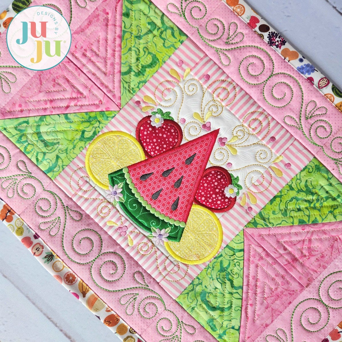 In The Hoop Modular Summer Fruit Placemat Project