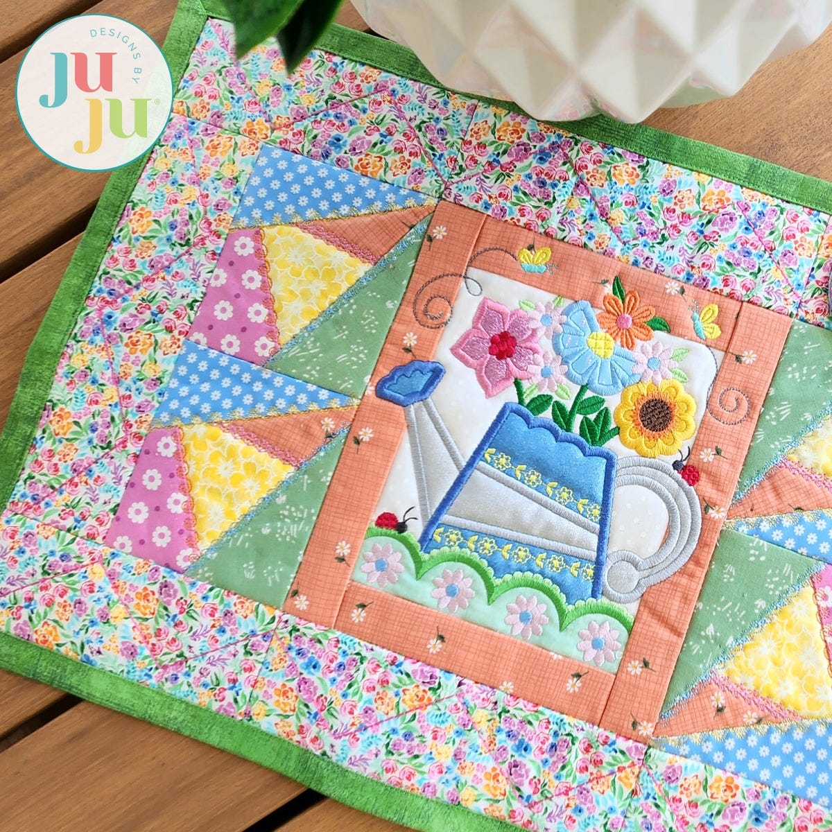 In The Hoop Modular Watering Can Placemat Project