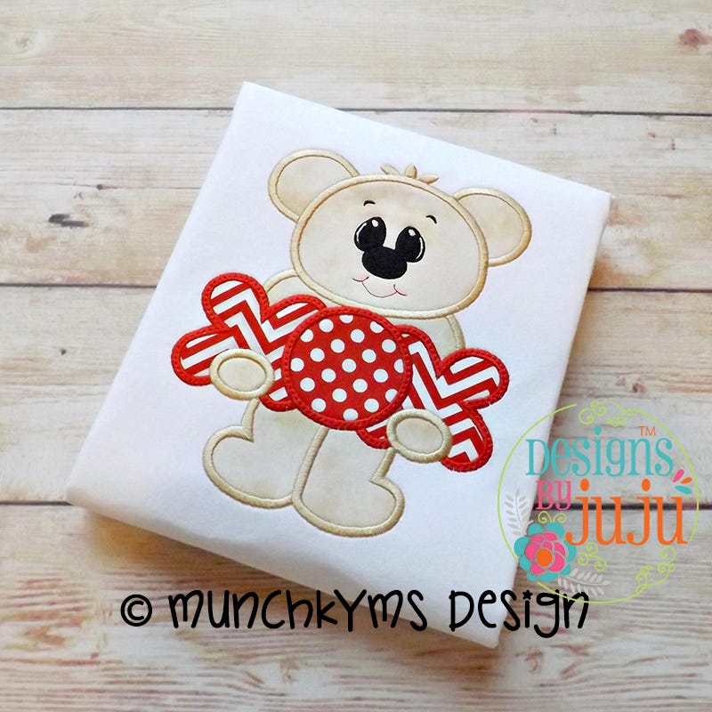 Xo Xo Valentine Bear Boy | Machine Embroidery Designs by JuJu