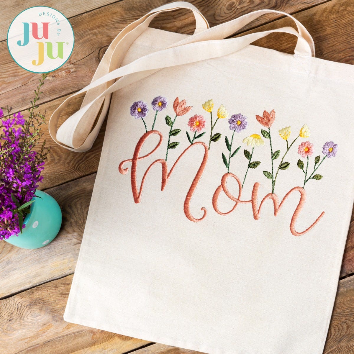 Mom Heirloom Garden Satin Embroidery Design