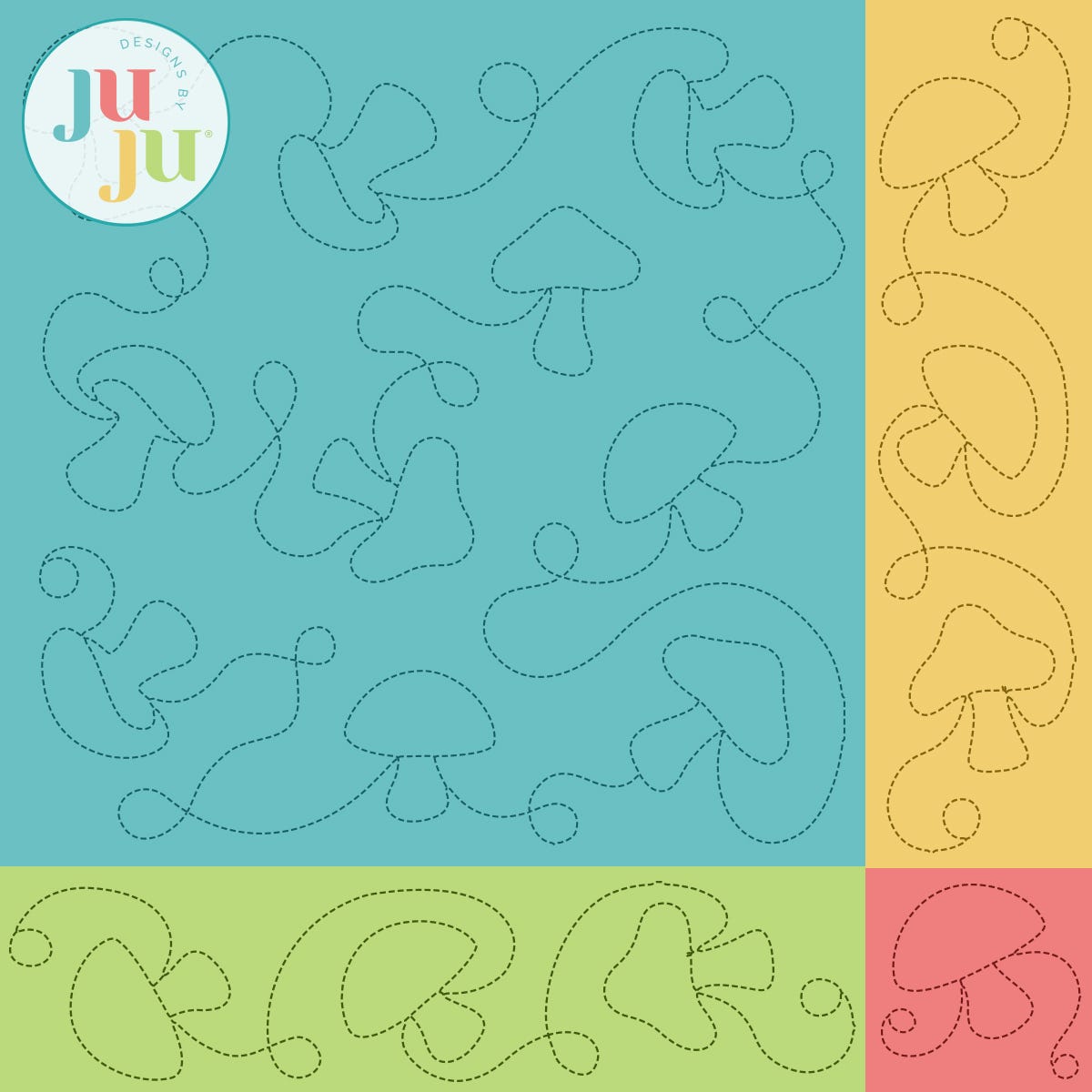Mushrooms Quilting Backdrops Design | Machine Embroidery Designs by JuJu