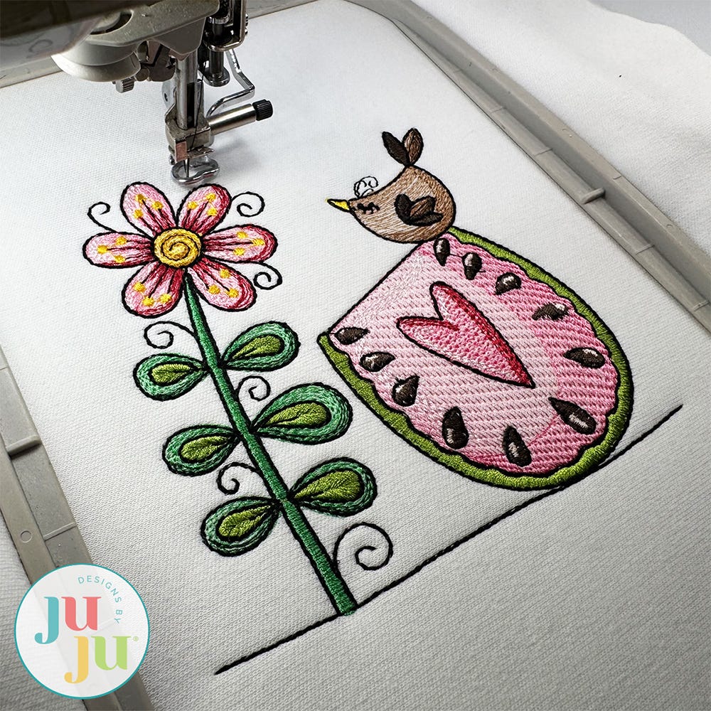 Watermelon Flower Embroidery Design