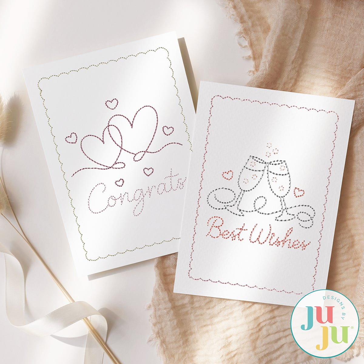Wedding Greeting Cards Embroidery Design Set 1