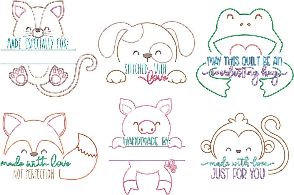 Animal Quilt Tags | Machine Embroidery Designs by JuJu