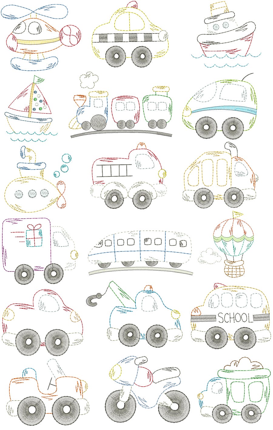 Around Town Vintage Stitch Machine Embroidery Designs by JuJu