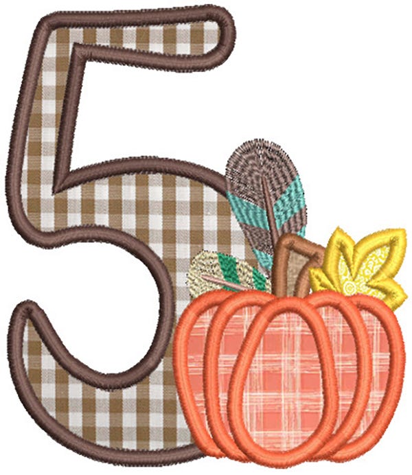 Autumn Applique Numbers Machine Embroidery Designs by JuJu 
