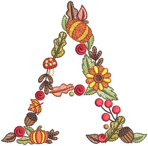 Autumn Flora Monogram | Machine Embroidery Designs by JuJu