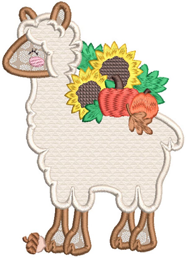 Autumn Llamas Machine Embroidery Designs by JuJu