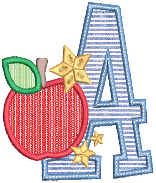 Back To School Alphabet | Machine Embroidery Designs by JuJu