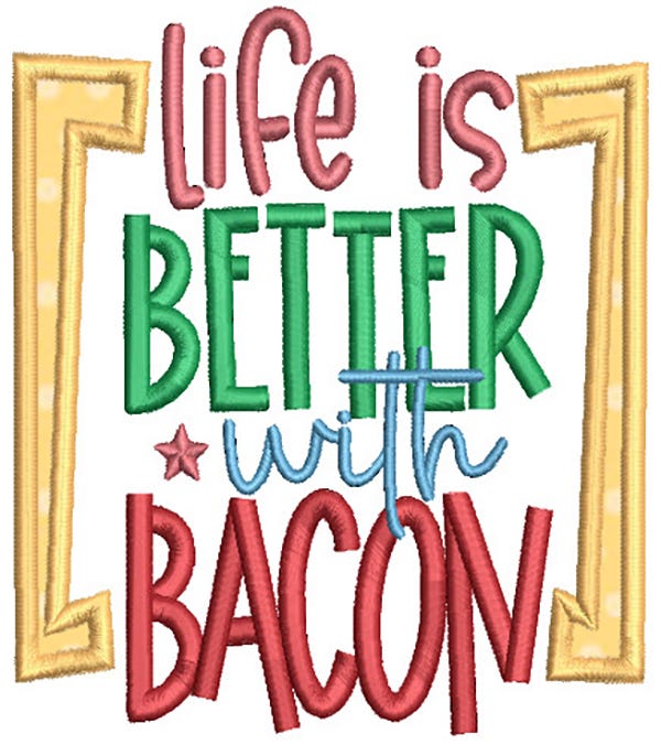 Bacon Word Art Machine Embroidery Designs by JuJu