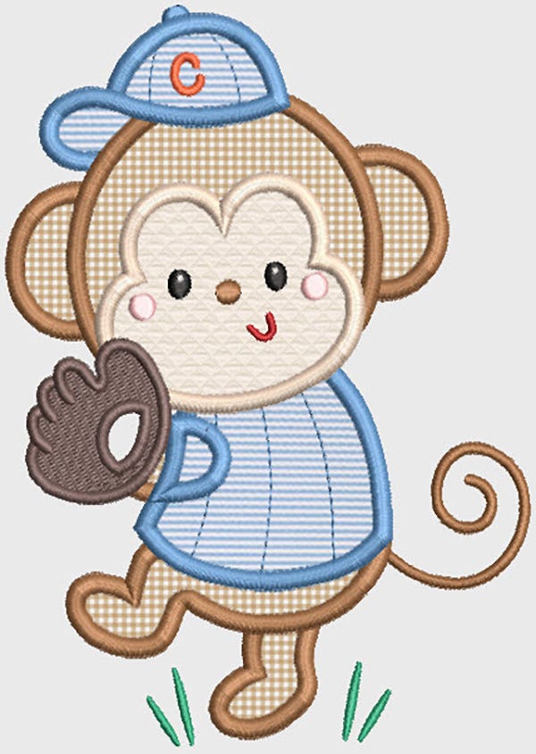 Baseball Animals Applique Machine Embroidery Designs by JuJu 
