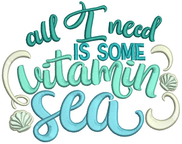 Beach Word Art 2 Machine Embroidery Designs By JuJu