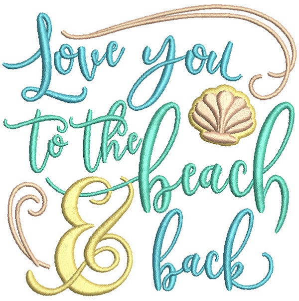 Beach Word Art 3 Machine Embroidery Designs By JuJu