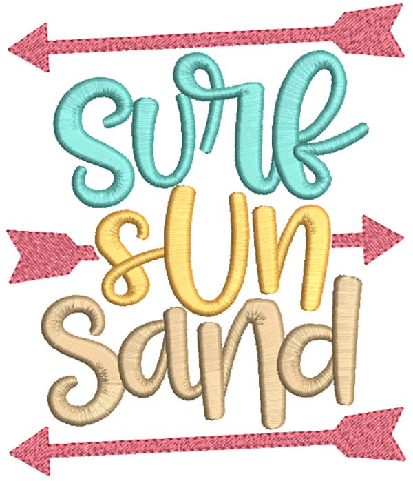 Beach Word Art Machine Embroidery Designs By JuJu