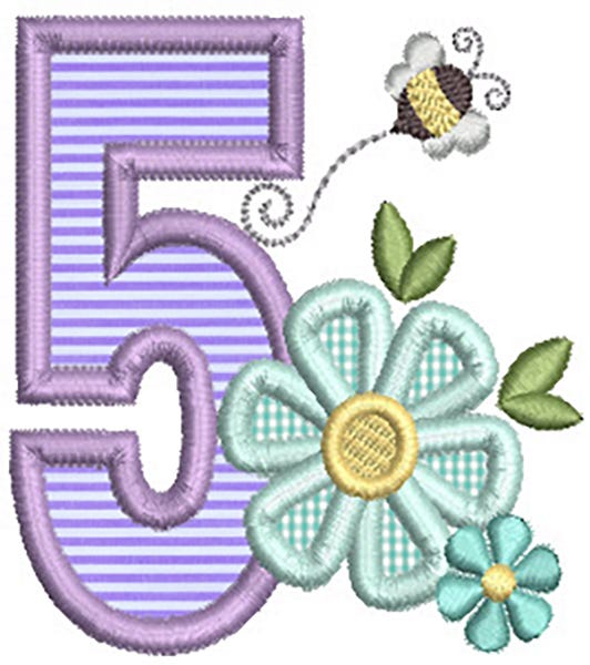 Bee Blossom Applique Numbers | Machine Embroidery Designs by JuJu