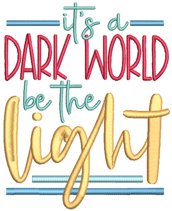 Be The Light Word Art Machine Embroidery Designs by JuJu