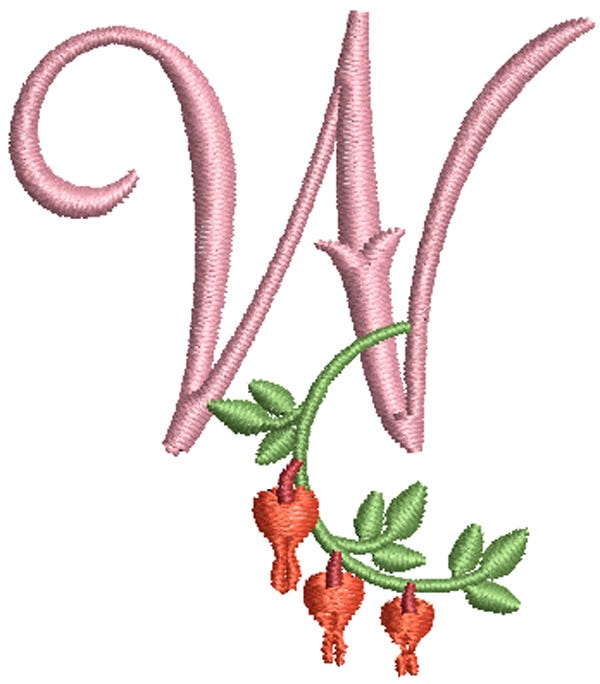 Bleeding Heart Monogram Machine Embroidery Designs by JuJu