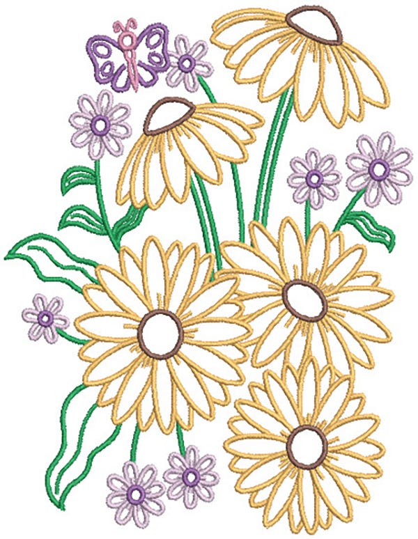 Blooming Flowers 2 Digital Embroidery Designs by JuJu