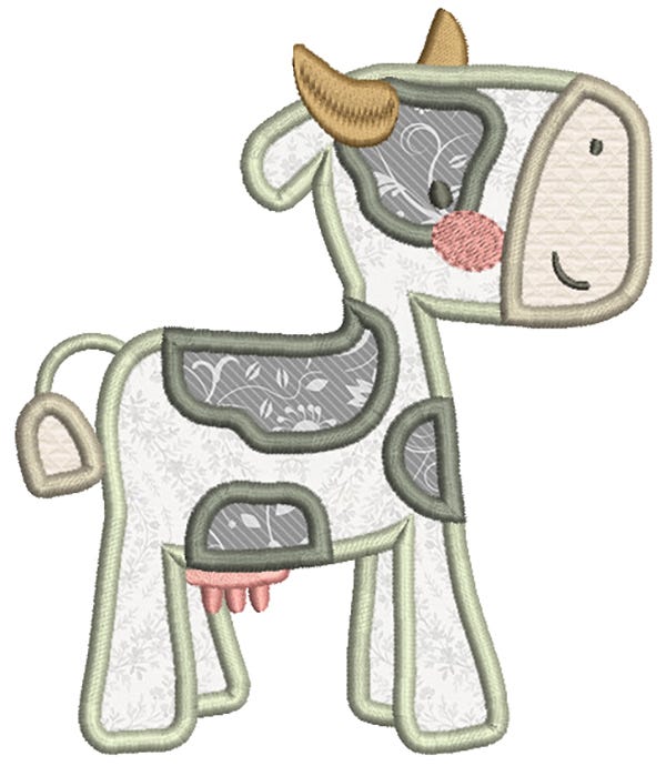 Boxy Farm Animals Applique Machine Embroidery Designs by JuJu