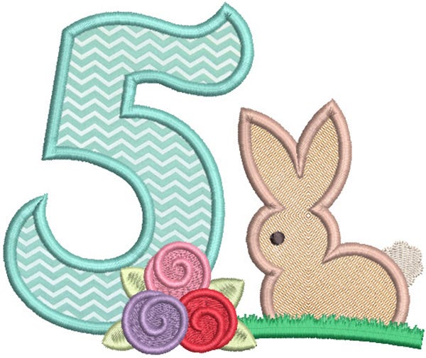 Bunny Flowers Numbers | Machine Embroidery Designs by JuJu
