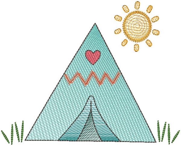 Camping Vintage Sketch 2 Machine Embroidery Designs By JuJu