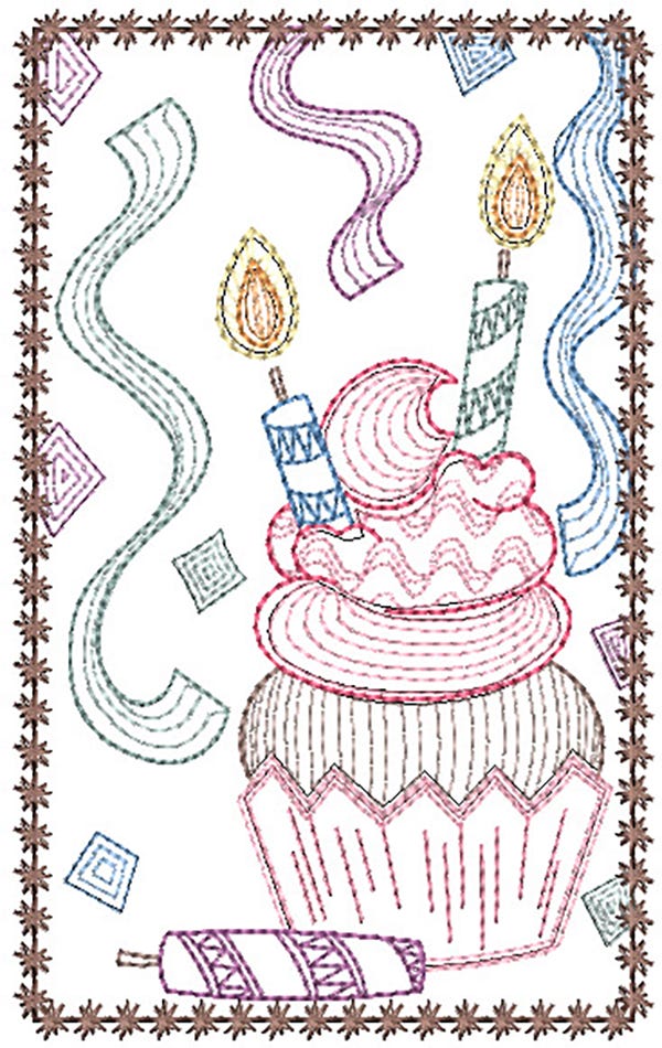 Celebration Greeting Cards Set 1 | Machine Embroidery Designs by JuJu