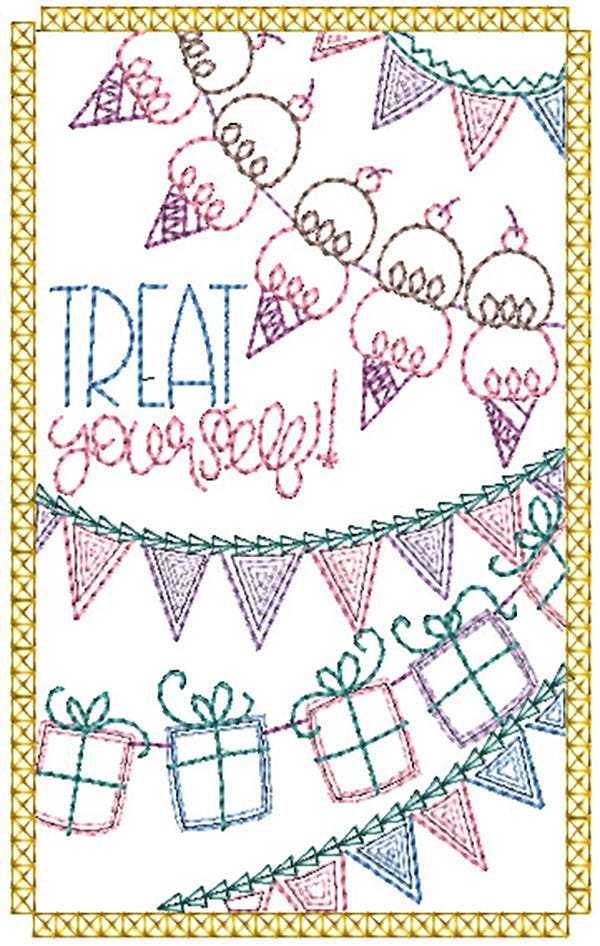 Celebration Greeting Cards Set 4 | Machine Embroidery Designs by JuJu