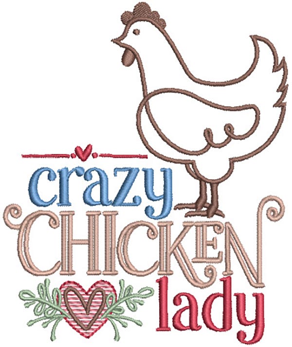 Chicken Lady Word Art 2 | Machine Embroidery Designs by JuJu